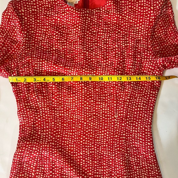 Vintage Neiman Marcus 1980s Red Dots Ruffle Dress 100% Silk SZ 4 - Picture 10 of 15